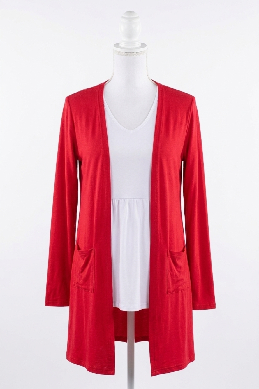 NEW MICHELLE MAE classic cardigan in red